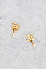 FWRD Renew Chanel Turnlock Pearl Clip-On Earrings in Gold, view 3, click to view large image.