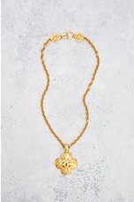 FWRD Renew Chanel Coco Mark Clover Necklace in Gold, view 2, click to view large image.