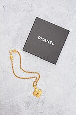 FWRD Renew Chanel Coco Mark Clover Necklace in Gold, view 7, click to view large image.