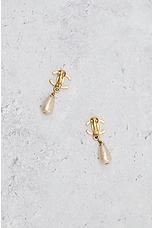 FWRD Renew Chanel Coco Mark Pearl Swing Earrings in Gold, view 3, click to view large image.