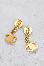 FWRD Renew Chanel Coco Mark Turnlock Swing Earrings in Gold, view 6, click to view large image.