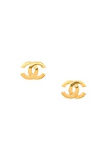 FWRD Renew Chanel Coco Mark Earrings in Gold, view 1, click to view large image.
