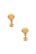 FWRD Renew Chanel Coco Mark Swing Earrings in Gold, view 1, click to view large image.