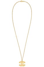 FWRD Renew Chanel Coco Mark Pendant Necklace in Gold, view 1, click to view large image.