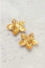FWRD Renew Chanel Coco Mark Flower Earrings in Gold, view 3, click to view large image.