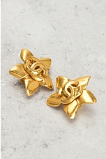 FWRD Renew Chanel Coco Mark Flower Earrings in Gold, view 5, click to view large image.