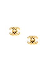 FWRD Renew Chanel Turnlock Earrings in Gold, view 1, click to view large image.