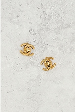 FWRD Renew Chanel Turnlock Earrings in Gold, view 2, click to view large image.