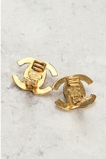 FWRD Renew Chanel Turnlock Earrings in Gold, view 3, click to view large image.