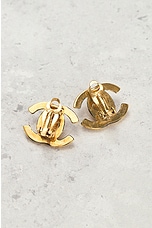 FWRD Renew Chanel Turnlock Earrings in Gold, view 4, click to view large image.