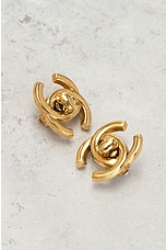 FWRD Renew Chanel Turnlock Earrings in Gold, view 5, click to view large image.