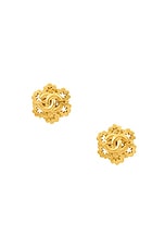 FWRD Renew Chanel Coco Mark Clip-On Earrings in Gold, view 1, click to view large image.