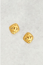 FWRD Renew Chanel Coco Mark Diamond Clip-On Earrings in Gold, view 2, click to view large image.