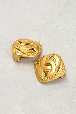 FWRD Renew Chanel Coco Mark Diamond Clip-On Earrings in Gold, view 5, click to view large image.
