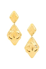 FWRD Renew Chanel Coco Mark Quilted Earrings in Gold, view 1, click to view large image.