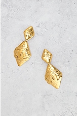 FWRD Renew Chanel Coco Mark Quilted Earrings in Gold, view 2, click to view large image.