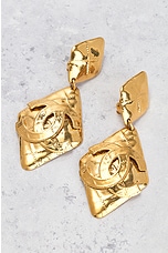 FWRD Renew Chanel Coco Mark Quilted Earrings in Gold, view 4, click to view large image.