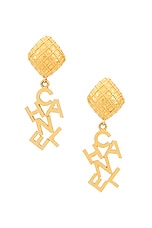 FWRD Renew Chanel Logo Clip-On Earrings in Gold, view 1, click to view large image.