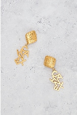 FWRD Renew Chanel Logo Clip-On Earrings in Gold, view 2, click to view large image.