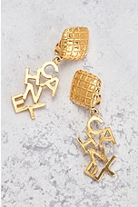 FWRD Renew Chanel Logo Clip-On Earrings in Gold, view 4, click to view large image.