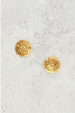 FWRD Renew Chanel Lion Earrings in Gold, view 2, click to view large image.