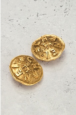 FWRD Renew Chanel Lion Earrings in Gold, view 5, click to view large image.