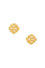FWRD Renew Chanel Coco Mark Earrings in Gold, view 1, click to view large image.