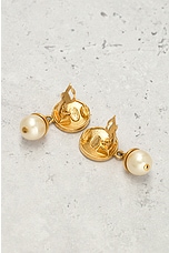 FWRD Renew Chanel Coco Mark Pearl Earrings in Gold, view 3, click to view large image.