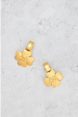 FWRD Renew Chanel Coco Mark Clover Swing Earrings in Gold, view 2, click to view large image.