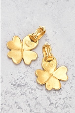 FWRD Renew Chanel Coco Mark Clover Swing Earrings in Gold, view 3, click to view large image.