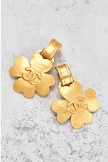 FWRD Renew Chanel Coco Mark Clover Swing Earrings in Gold, view 4, click to view large image.