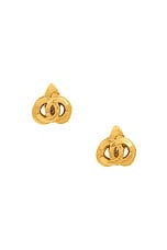 FWRD Renew Chanel 1997 Coco Mark Clip-On Earrings in Gold, view 1, click to view large image.