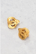 FWRD Renew Chanel 1997 Coco Mark Clip-On Earrings in Gold, view 5, click to view large image.