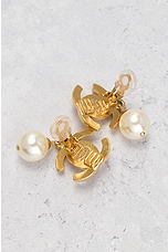FWRD Renew Chanel Pearl Turnlock Clip-On Earrings in Gold, view 3, click to view large image.