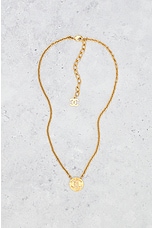 FWRD Renew Chanel Coco Mark Rhinestone Pendant Necklace in Gold, view 2, click to view large image.