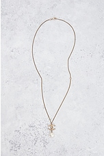 FWRD Renew Chanel Coco Mark Pearl Rhinestone Pendant Necklace in Light Gold, view 2, click to view large image.