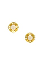 FWRD Renew Chanel 1993 Pearl Clip-On Earrings in Gold, view 1, click to view large image.