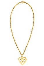 FWRD Renew Chanel Coco Heart Pendant Necklace in Light Gold, view 1, click to view large image.