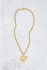 FWRD Renew Chanel Coco Heart Pendant Necklace in Light Gold, view 2, click to view large image.