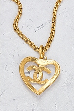 FWRD Renew Chanel Coco Heart Pendant Necklace in Light Gold, view 4, click to view large image.