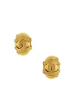 FWRD Renew Chanel 1994 Coco Mark Clip-On Earrings in Gold, view 1, click to view large image.