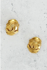 FWRD Renew Chanel 1994 Coco Mark Clip-On Earrings in Gold, view 2, click to view large image.