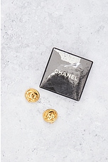 FWRD Renew Chanel Coco Mark Earrings in Gold, view 6, click to view large image.
