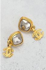 FWRD Renew Chanel Coco Mark Earrings in Gold, view 5, click to view large image.