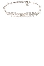 FWRD Renew Chanel Pearl Choker Necklace in Silver, view 1, click to view large image.