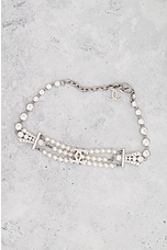 FWRD Renew Chanel Pearl Choker Necklace in Silver, view 2, click to view large image.