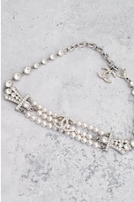 FWRD Renew Chanel Pearl Choker Necklace in Silver, view 3, click to view large image.