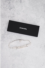 FWRD Renew Chanel Pearl Choker Necklace in Silver, view 7, click to view large image.