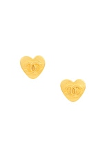 FWRD Renew Chanel Heart Earrings in Gold, view 1, click to view large image.