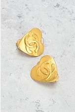 FWRD Renew Chanel Heart Earrings in Gold, view 5, click to view large image.